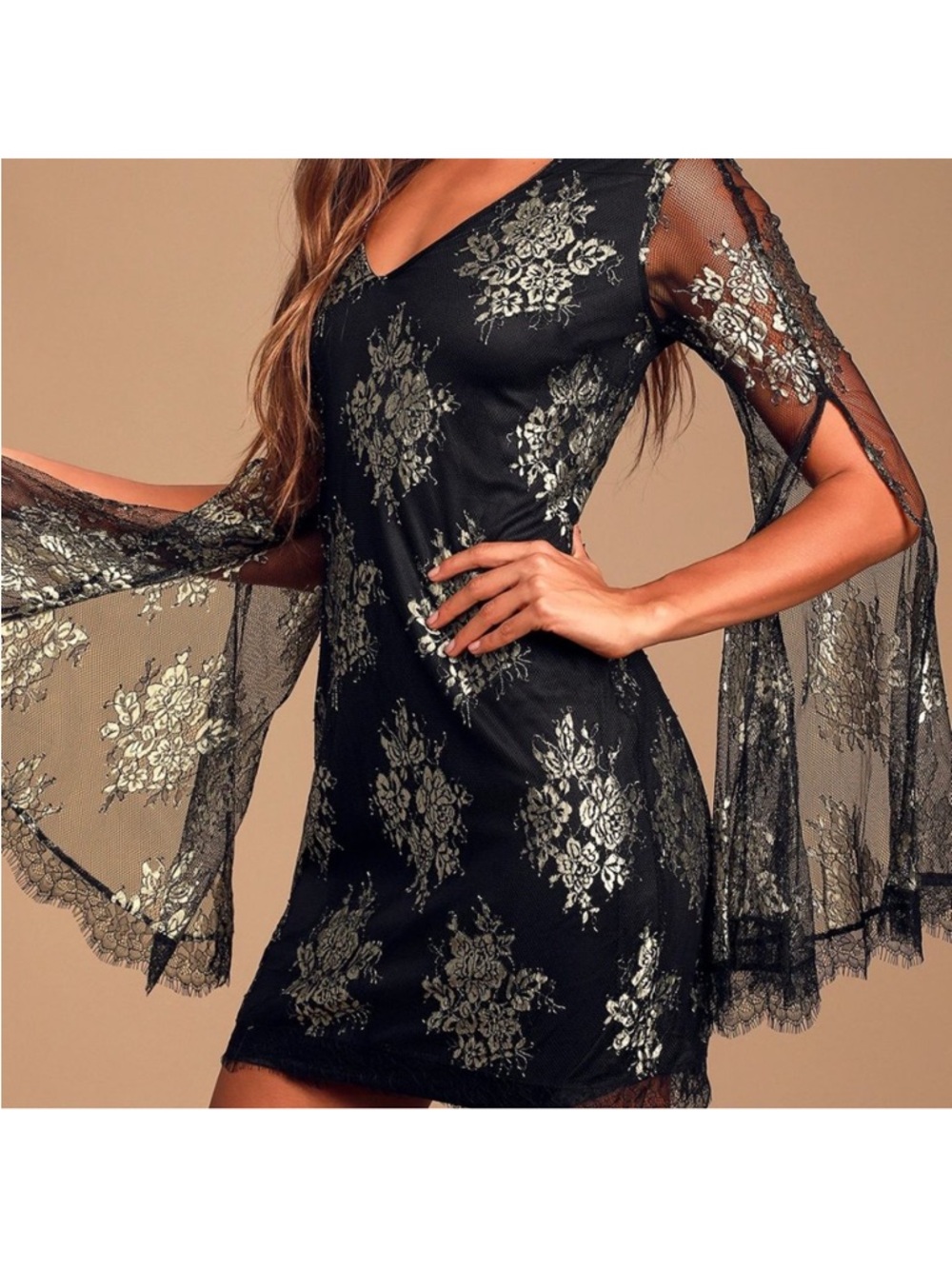 Lulu’s Lace Long Sleeve Mini Dress